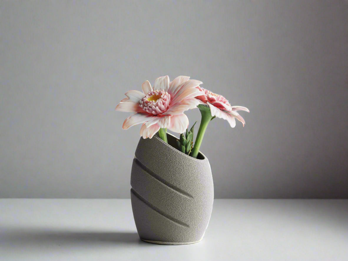 Fuzzy Finish Striped Vase