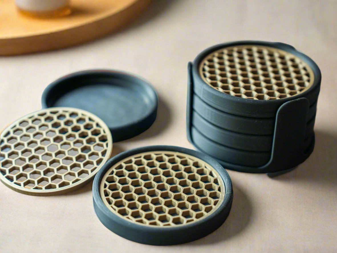 Coasters - Dual Tone Honeycomb Pattern