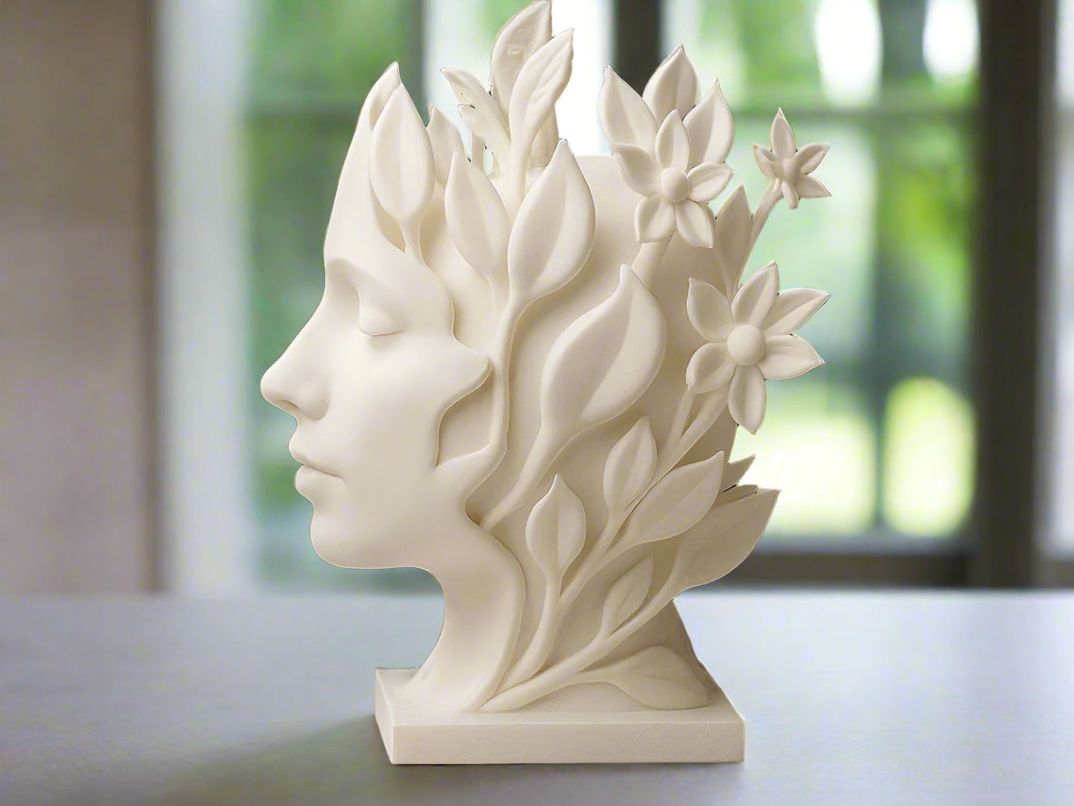 Decorative face with floral design