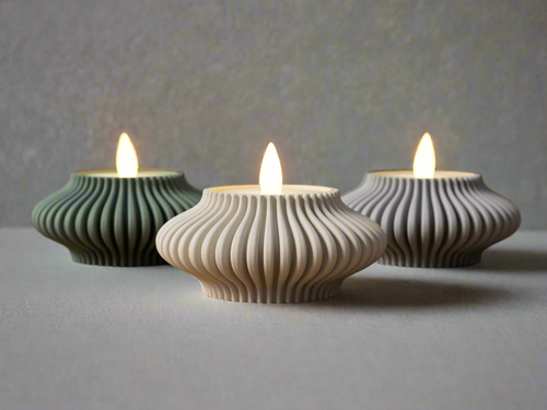 Ribbed Tealight Holder - LED & Candle - RISHYA