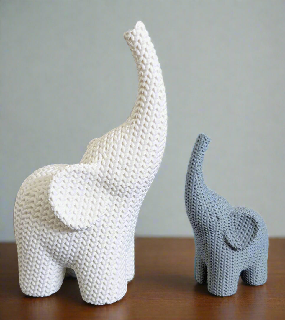 Two Colour Knitted Elephant Decorative Toys