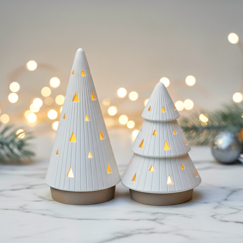 2 Christmas Tree Lantern - LED & Candle