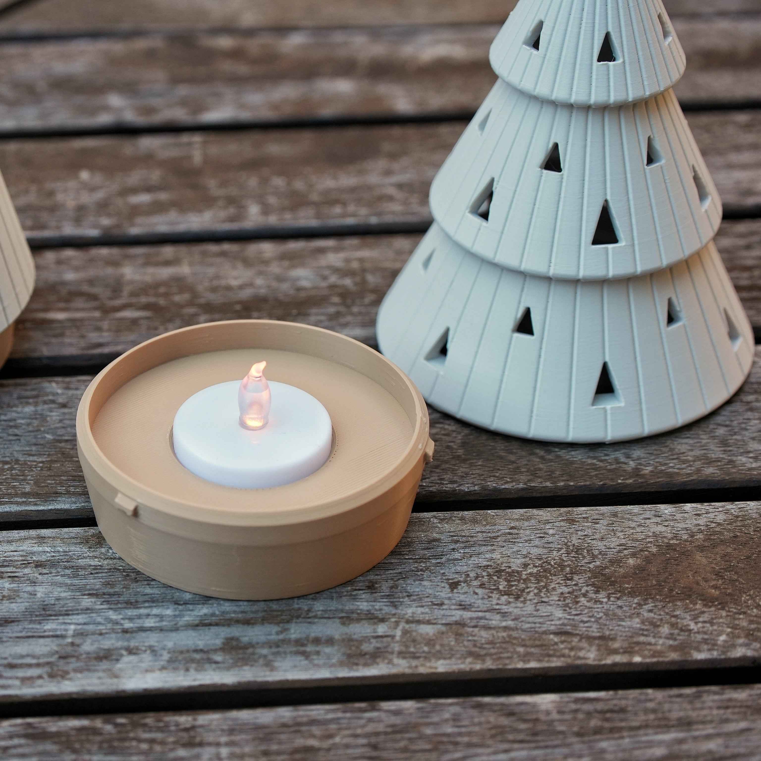 2 Christmas Tree Lantern - LED & Candle