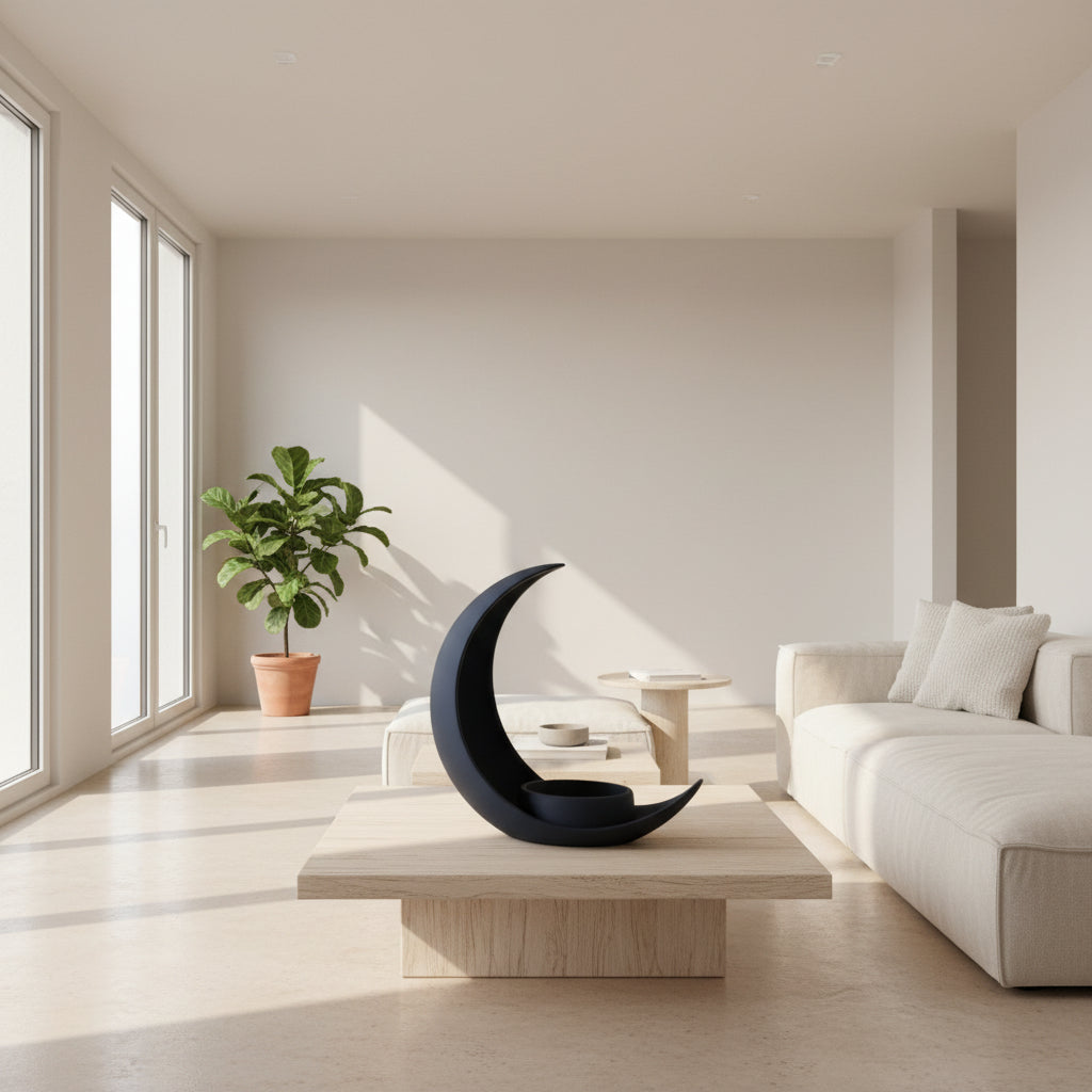 Decorative moon-shaped vase planter