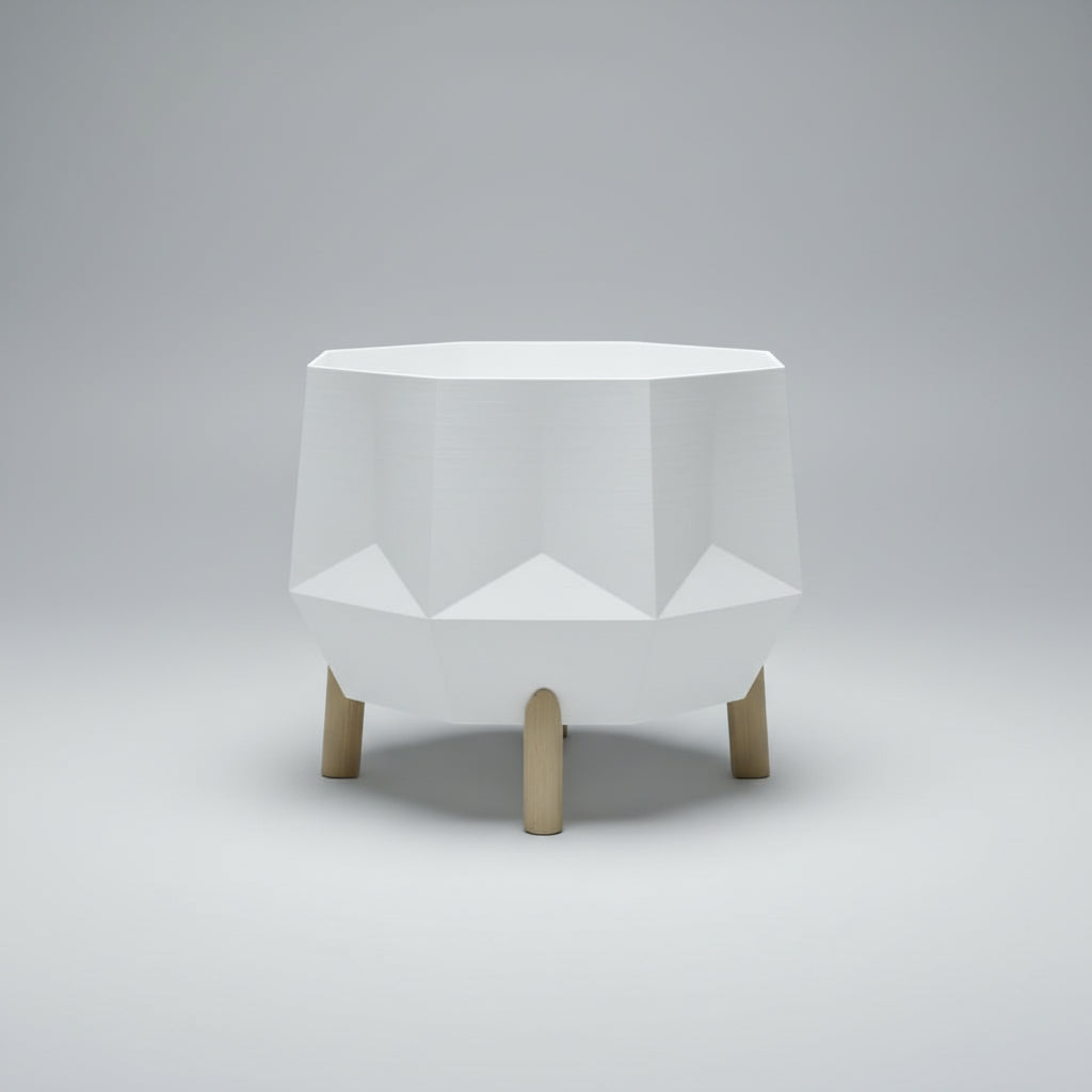 Geometric white planter