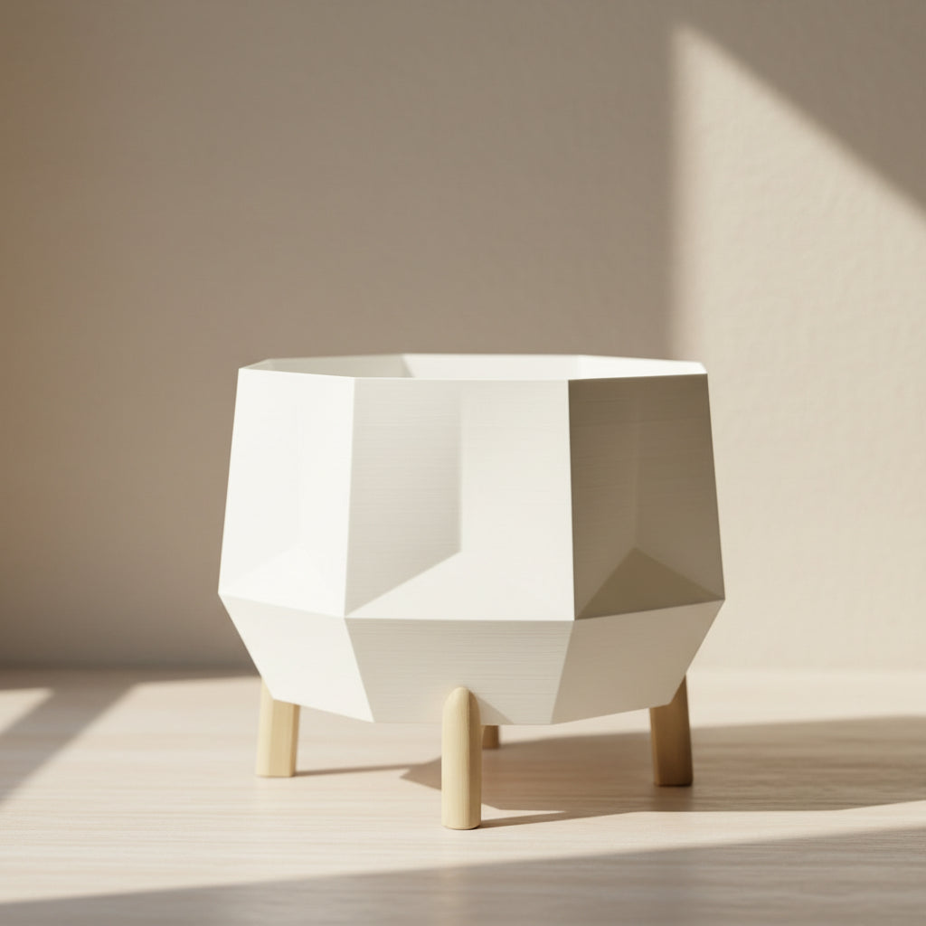 Geometric white planter