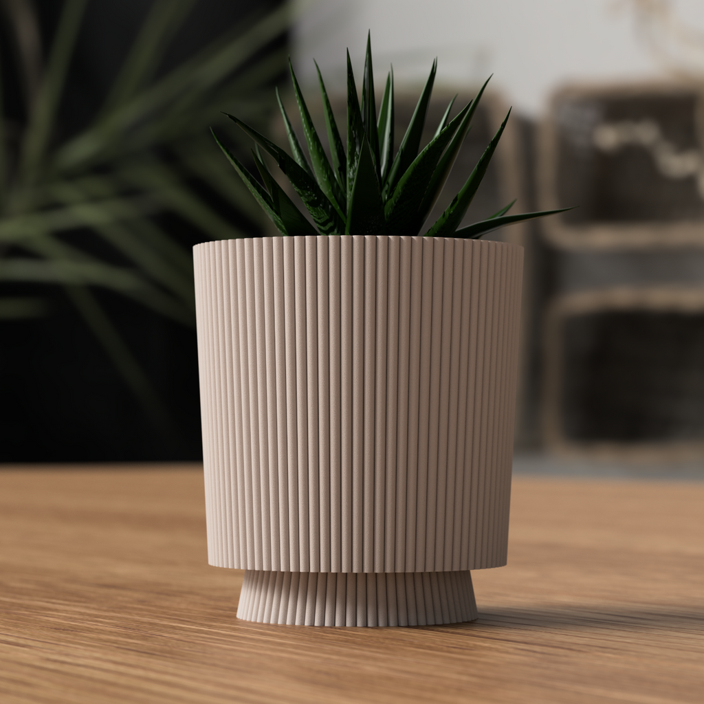 Ribbed Planter with Drip Container