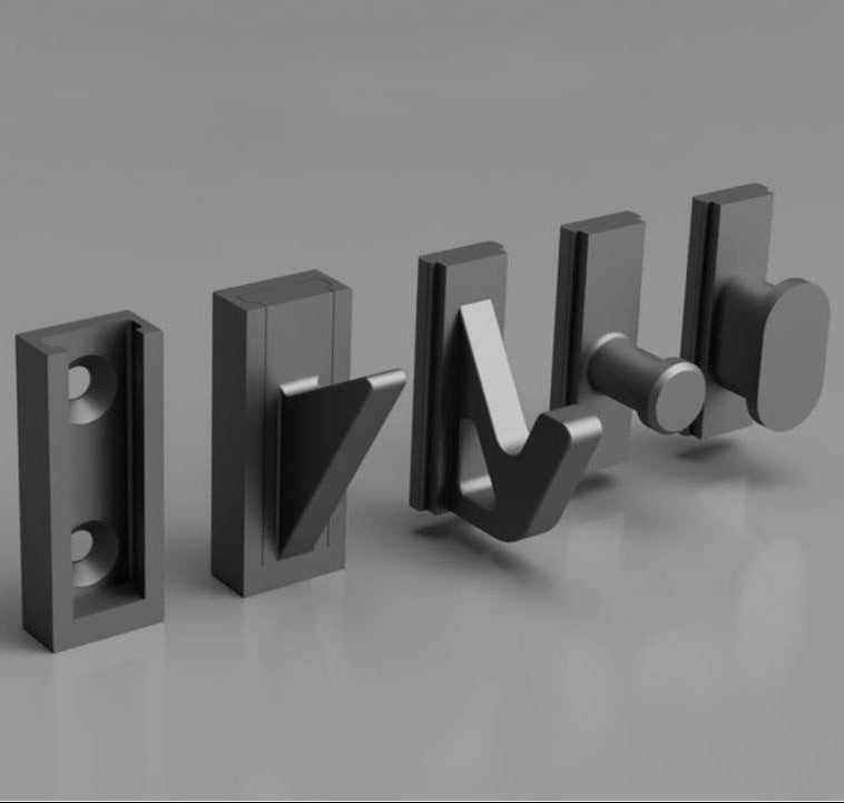 Set of black metal hooks